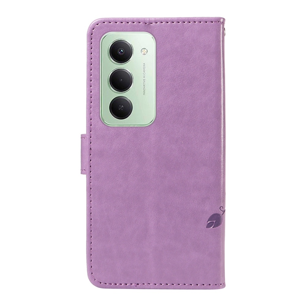 Virágos könyves tok Xiaomi Redmi 15 4G (171mm) - világos lila