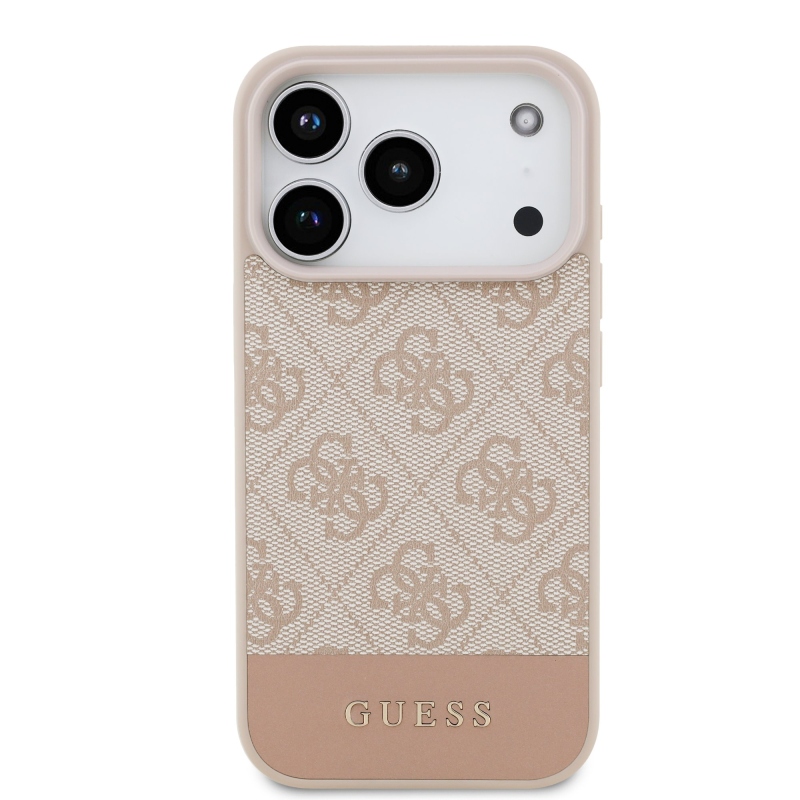 Guess PU 4G csíkos hátlap iPhone 17 Pro rózsaszínhez