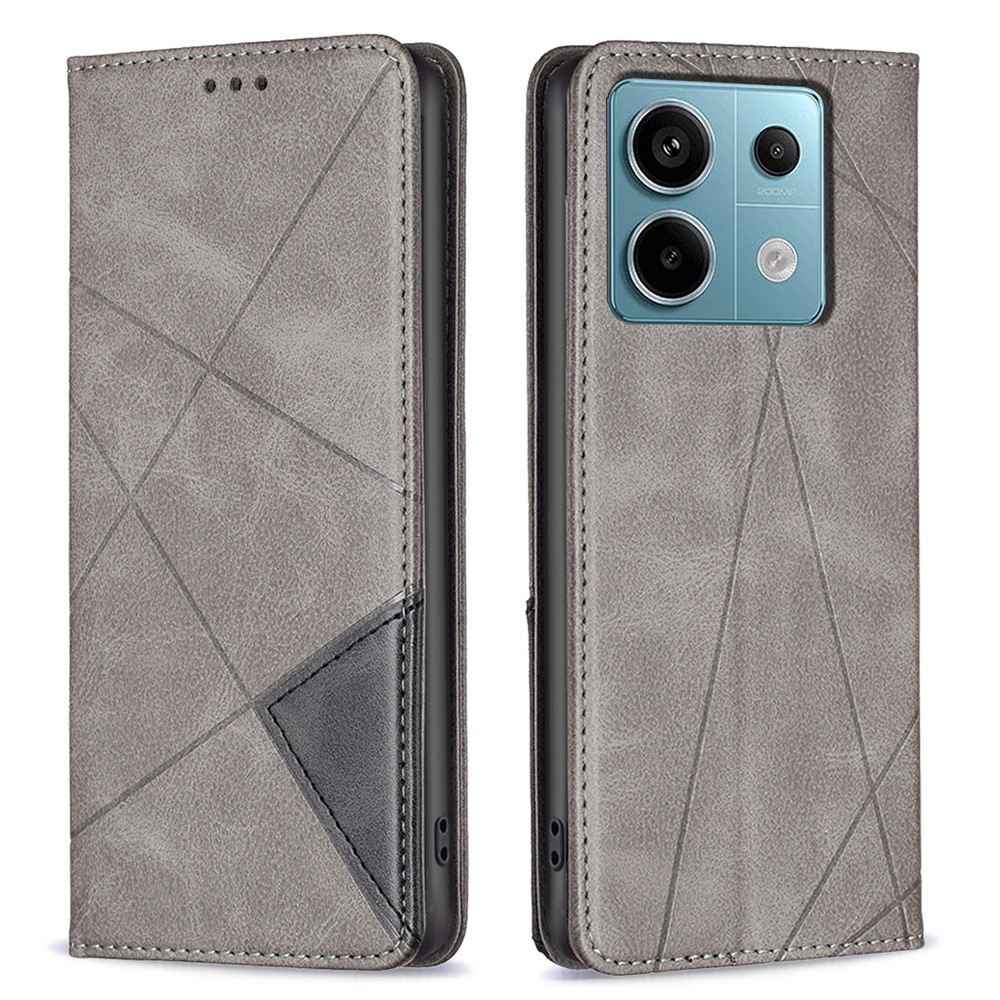 Háromszög alakú könyv tok Xiaomi Redmi Note 13 Pro 4G/Poco M6 Pro - szürke