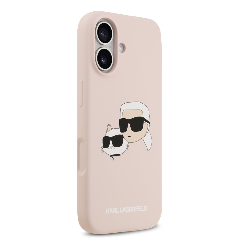 Karl Lagerfeld folyékony szilikon dupla fejű MagSafe hátlap iPhone 17 rózsaszínű iPhone 17-hez