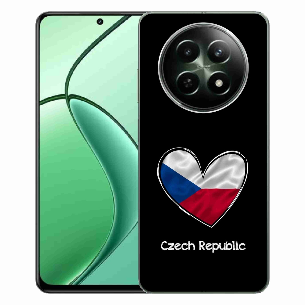 Gél borító mmCase a Realme 12 5G/12x 5G készülékhez - szív zászló fekete háttérrel