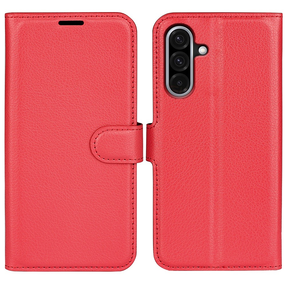Litchi könyv tok Samsung Galaxy A36 5G - piros