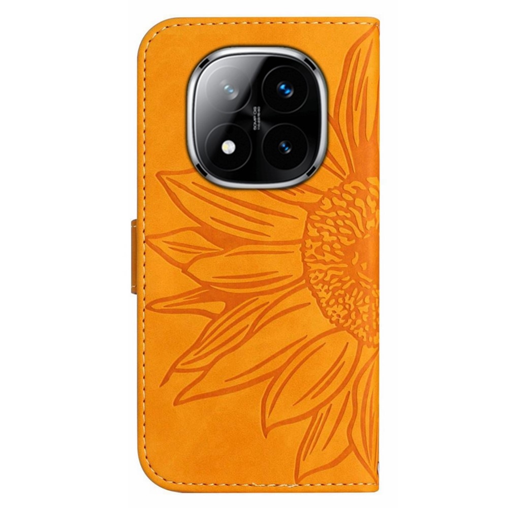 Napraforgó könyv tok Xiaomi Redmi Note 14 Pro-hoz - sárga