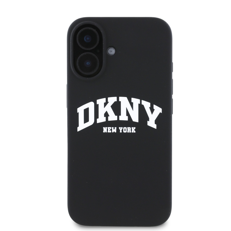 DKNY Liquid Silicone Arch Logo MagSafe hátlapi borító iPhone 16 Plus-hoz Fekete