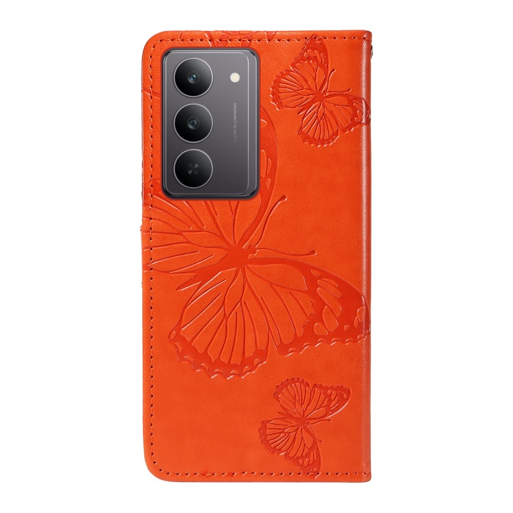 Nagy pillangó könyvtáska a Realme C75 készülékhez - narancssárga színben