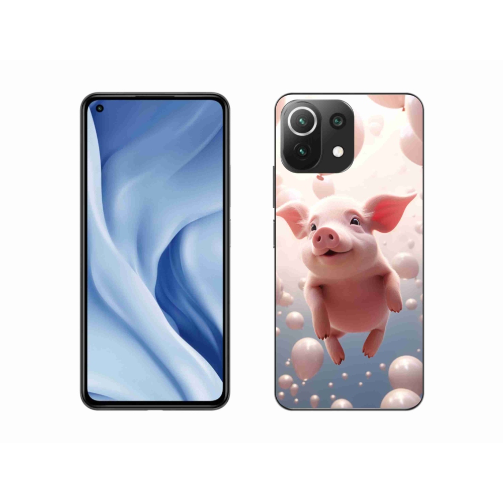 Gél borítás mmCase a Xiaomi Mi 11 Lite 4G/5G-hez - malac lufikkal