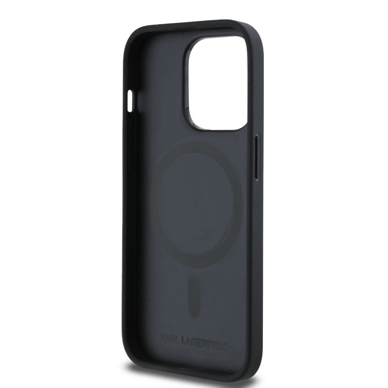 Karl Lagerfeld PU Karl Heads mintás Magsafe hátlap iPhone 14 Pro Max-hoz Fekete fekete