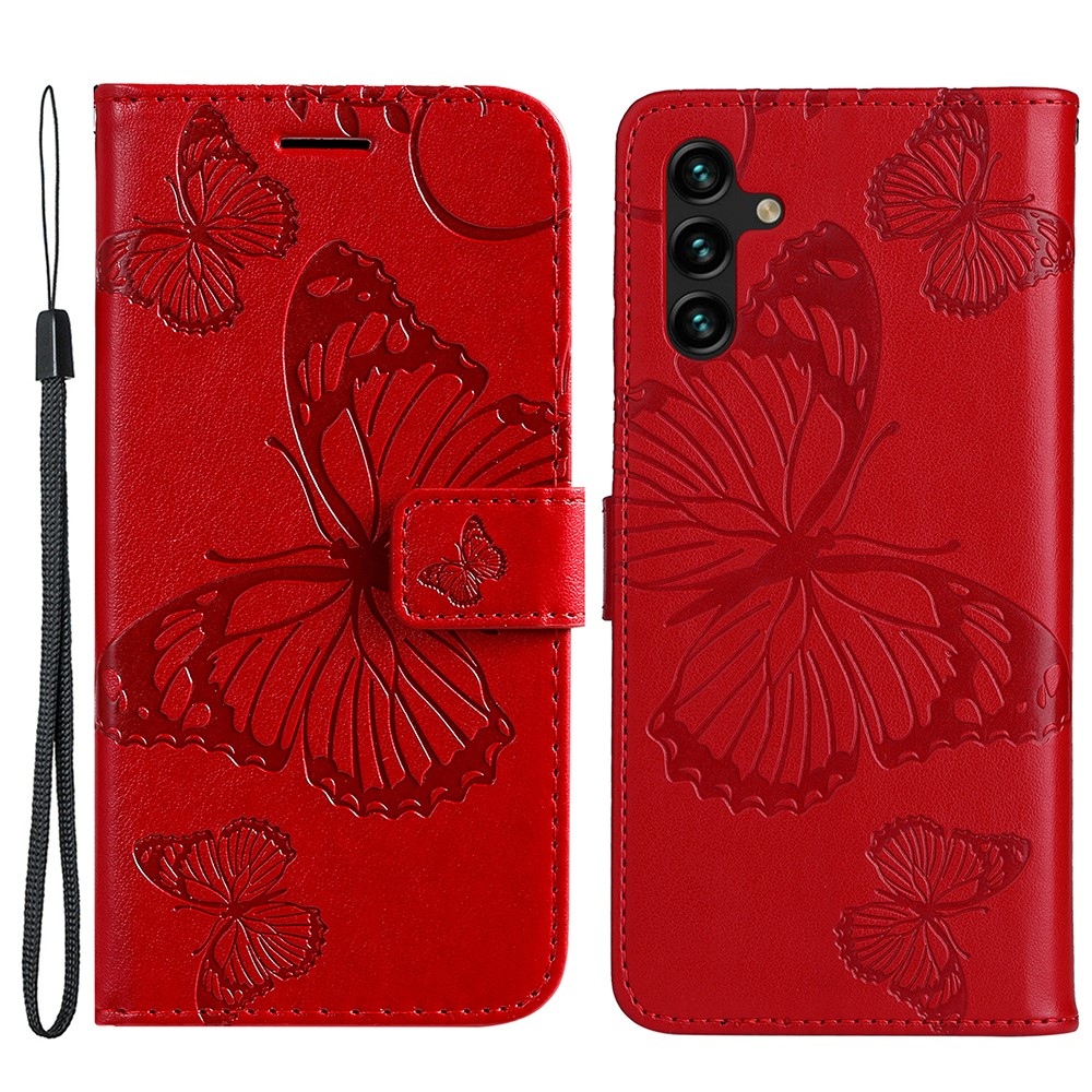 Nagy Buttefly könyv tok Samsung Galaxy A13 5G/A04s készülékhez - piros