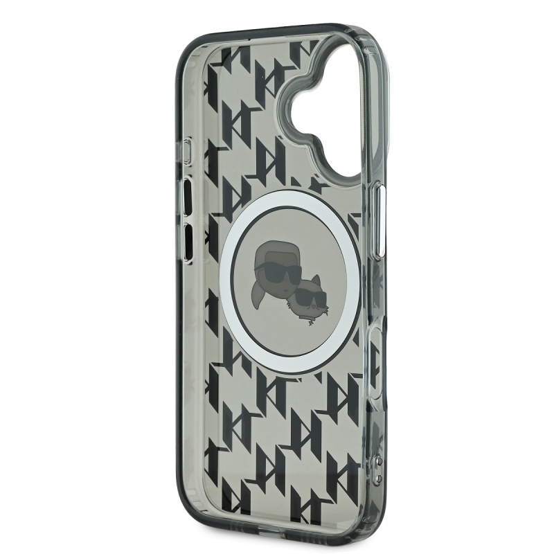 Karl Lagerfeld IML Monogram K&CH Heads MagSafe hátlapi borító iPhone 16-hoz Fekete