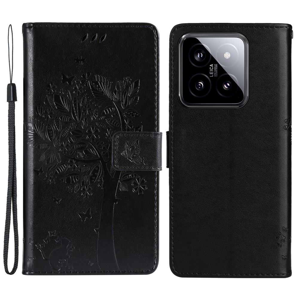 Fák könyv tok Xiaomi 14 - fekete