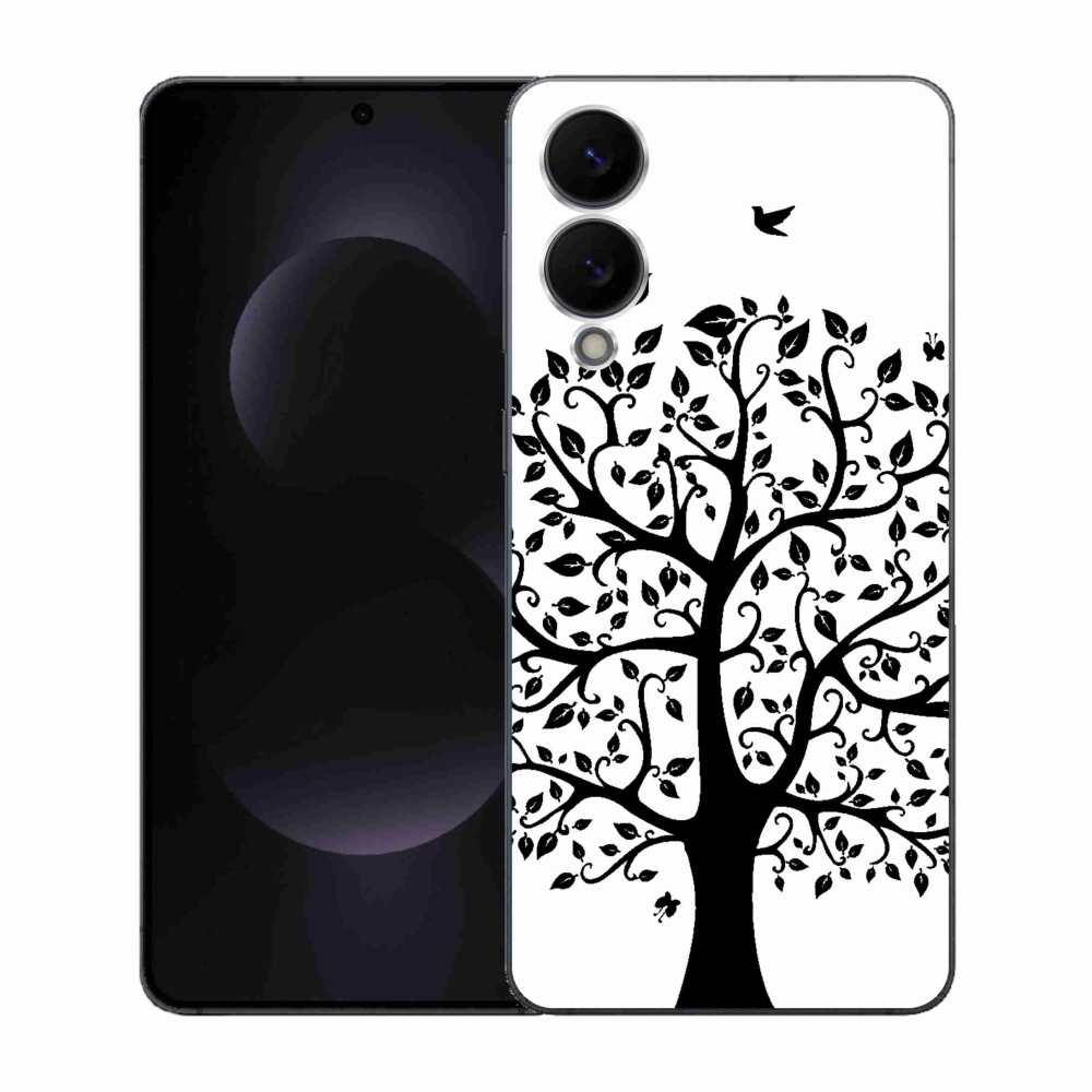 Zselés borítás mmCase Samsung Galaxy S25 Edge készülékhez - fekete-fehér fa