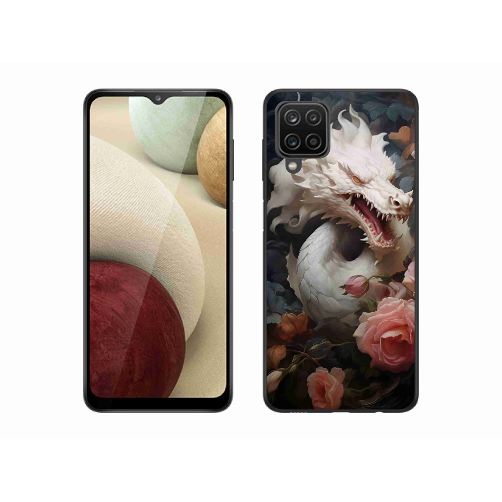 Zselés borítás mmCase Samsung Galaxy A12 készülékhez - fehér sárkány