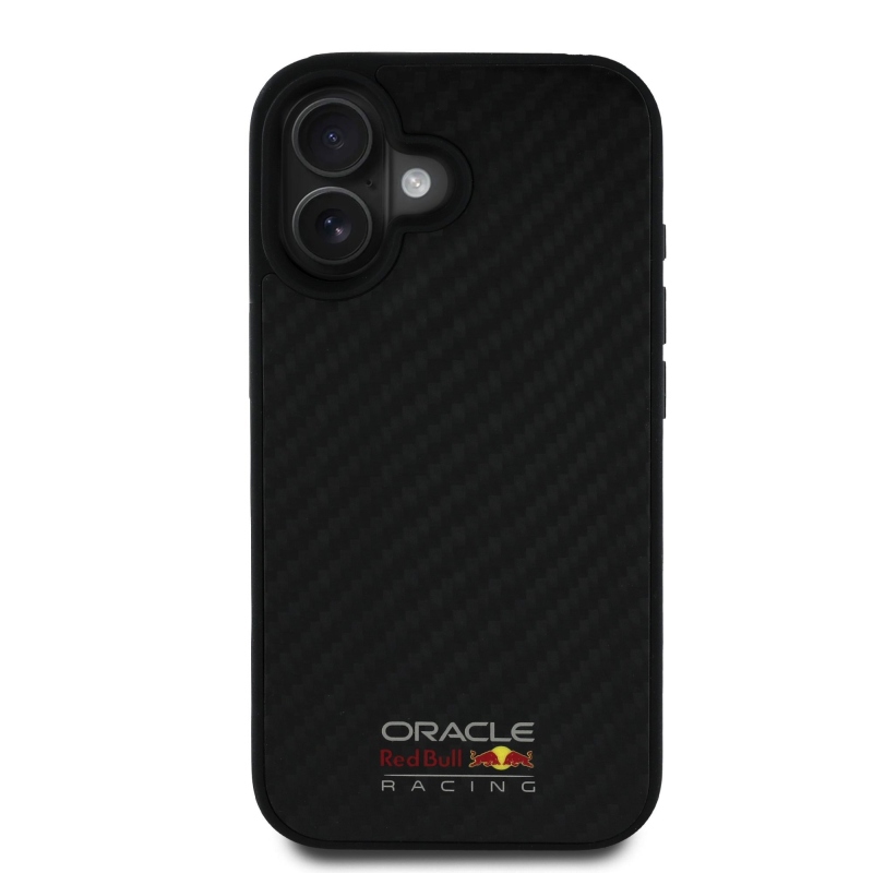 Red Bull Carbon fényes logóval ellátott MagSafe hátlap iPhone 16-hoz Fekete