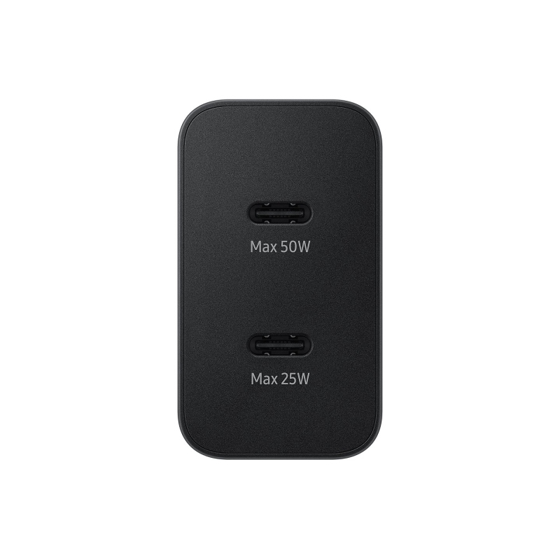 EP-T5020XBE Samsung Dual USB-C 50W-os utazási töltő + USB-C adatkábel Fekete