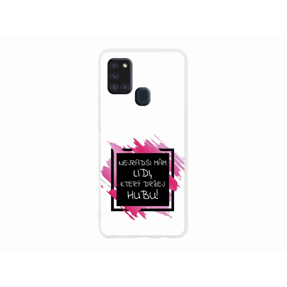 Gél borító mmCase Samsung Galaxy A21s készülékhez - vicces szöveg 7 fekete-fehér háttérrel