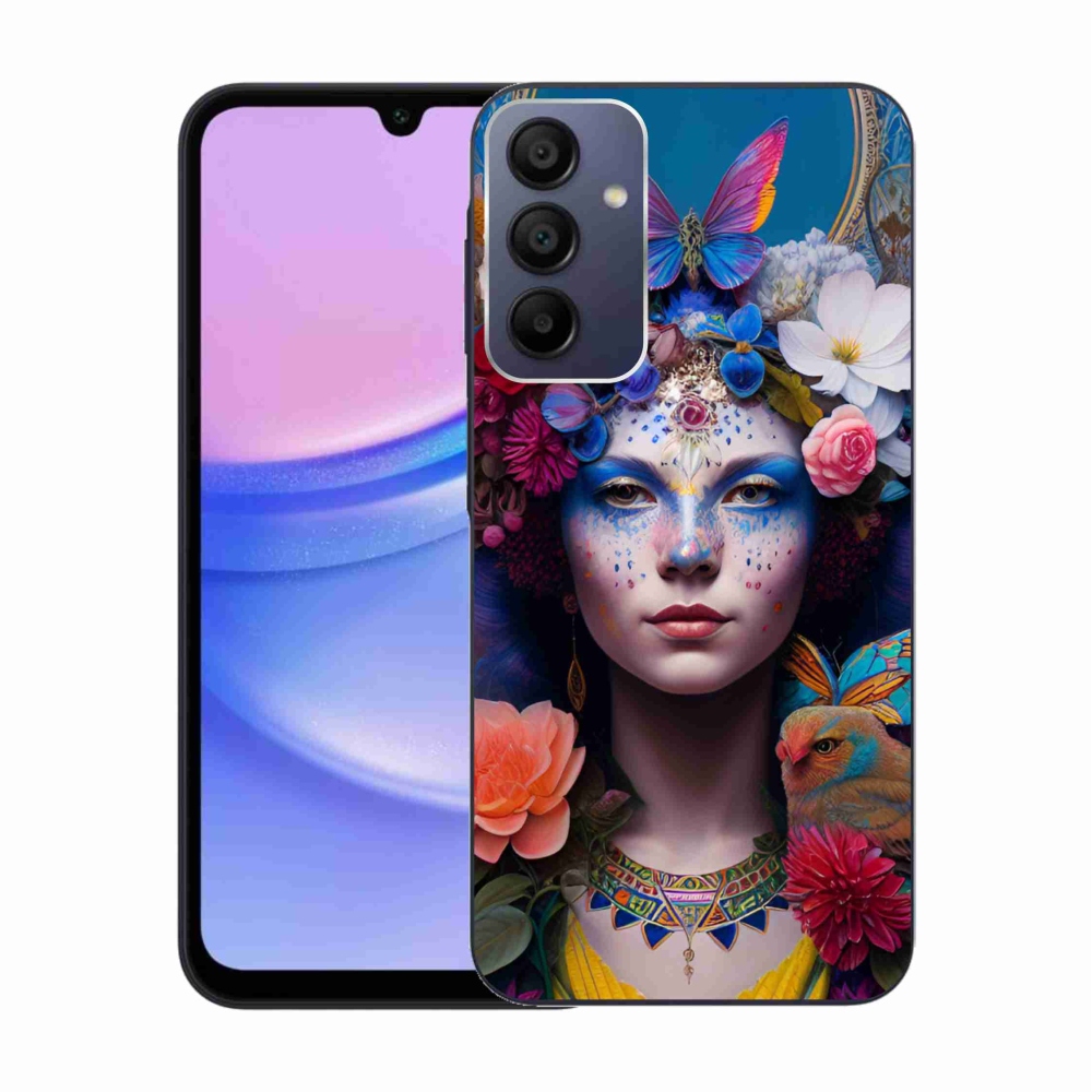Gél borítás mmCase Samsung Galaxy A15 4G/5G - nő virágokkal