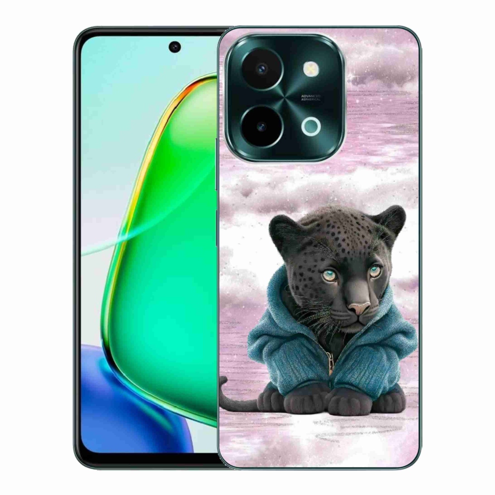 Gél borítás mmCase a Vivo Y28-hoz - fekete párduc pulóverben