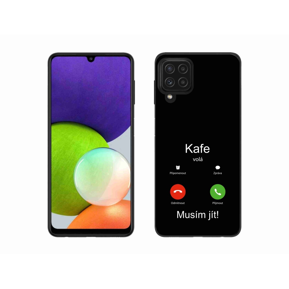 Gél borítás mmCase Samsung Galaxy A22 4G - kávé hívó fekete háttérrel