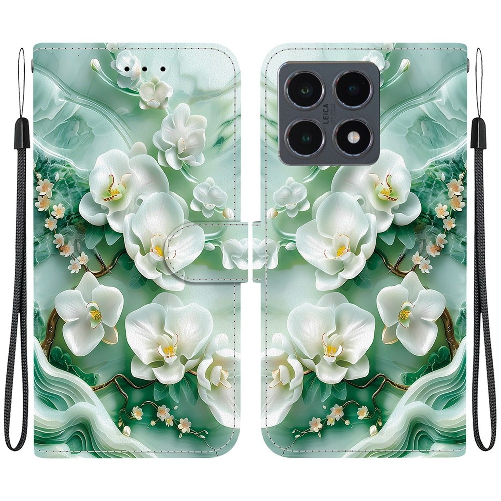 Sokoldalú könyv tok Xiaomi 15T-hez - fehér virágok