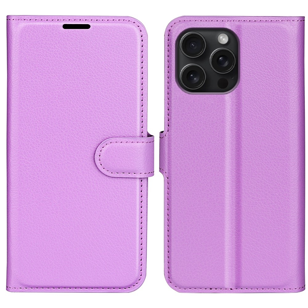 Litchi könyv tok iPhone 16 Pro Max készülékhez - lila