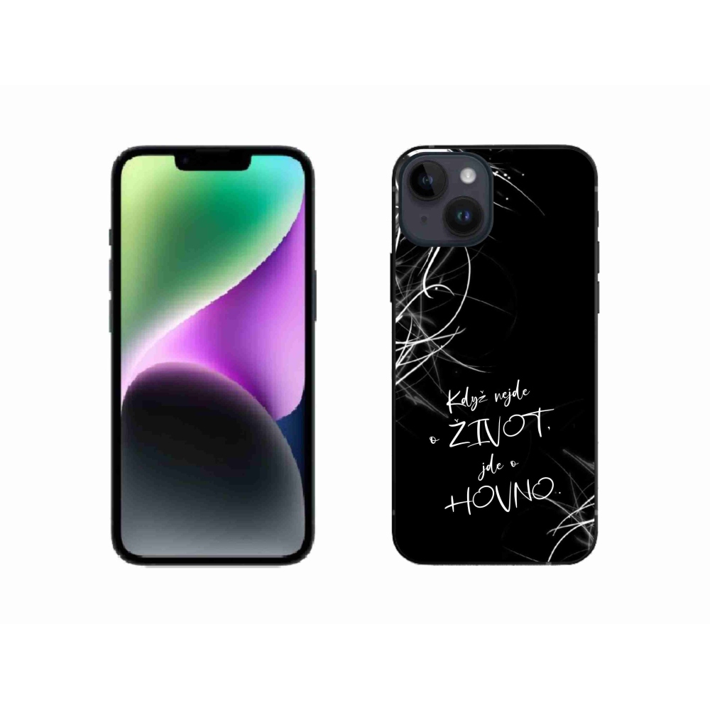 Gél borító mmCase iPhone 14 készülékhez - vicces szöveg 16 fekete háttér