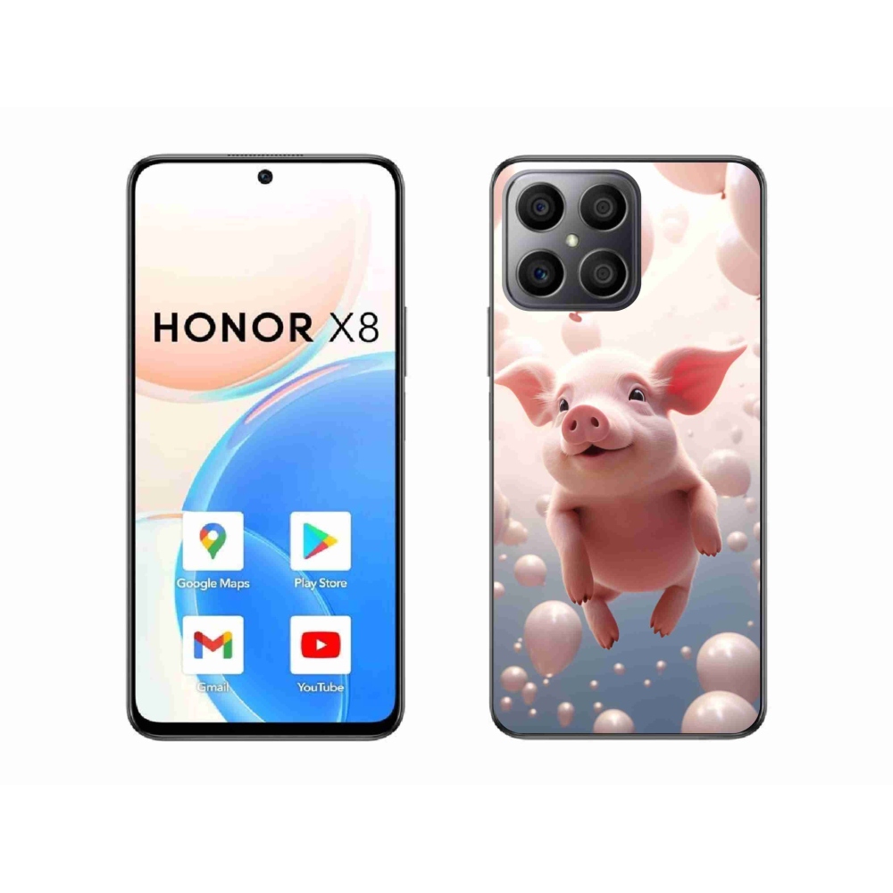 Gél borítás mmCase a Honor X8-hoz - malac lufikkal