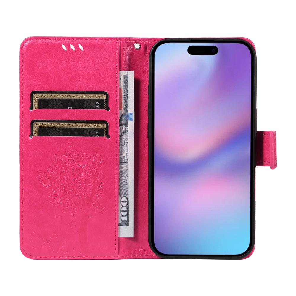 Fák könyvtáska iPhone 17-re - rózsaszín