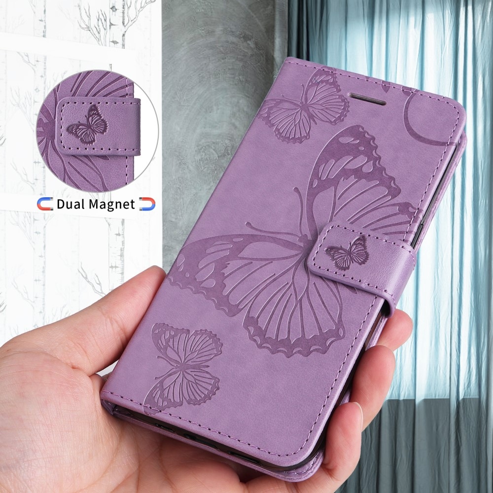 Nagy pillangó könyv tok Samsung Galaxy S25 Edge készülékhez - lila