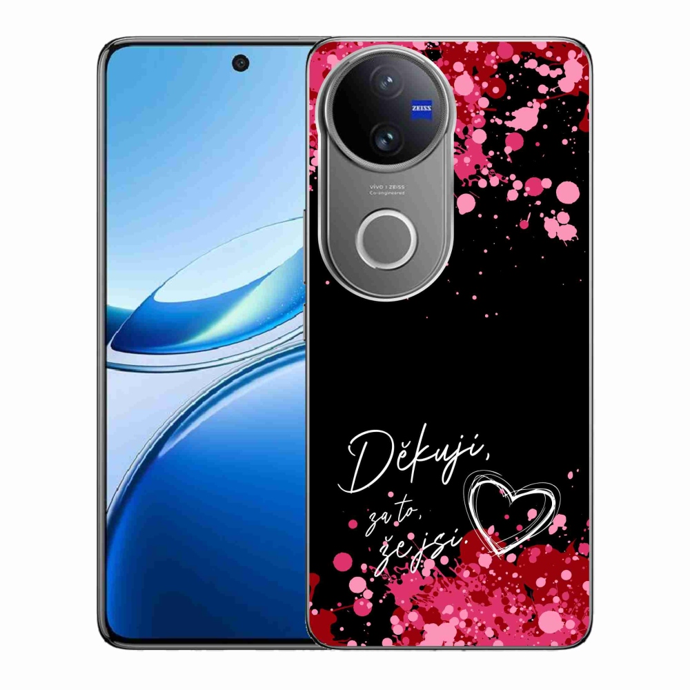 Gél borító mmCase a Vivo V50 5G-n - szerelmes szöveg 2 fekete háttérrel
