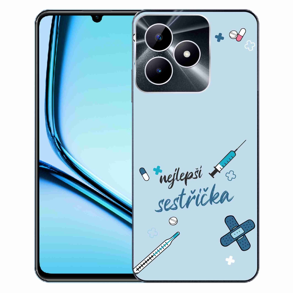 Gél borító mmCase a Realme Note 50-en - a legjobb kishúg kék háttérrel