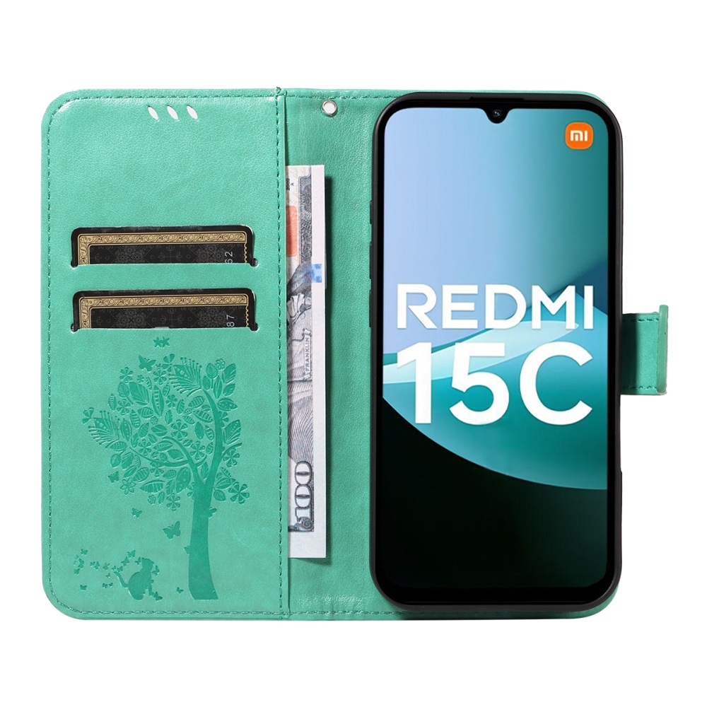 Fák könyve tok Xiaomi Redmi 15C 4G/5G (173mm) - teáskék színű