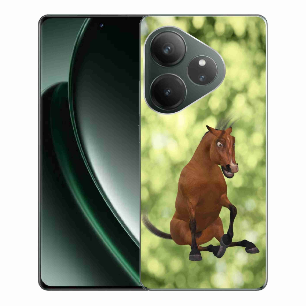 Zselés borítás mmCase a Realme GT 6 5G/GT 6T 5G számára - barna rajzfilm ló 1