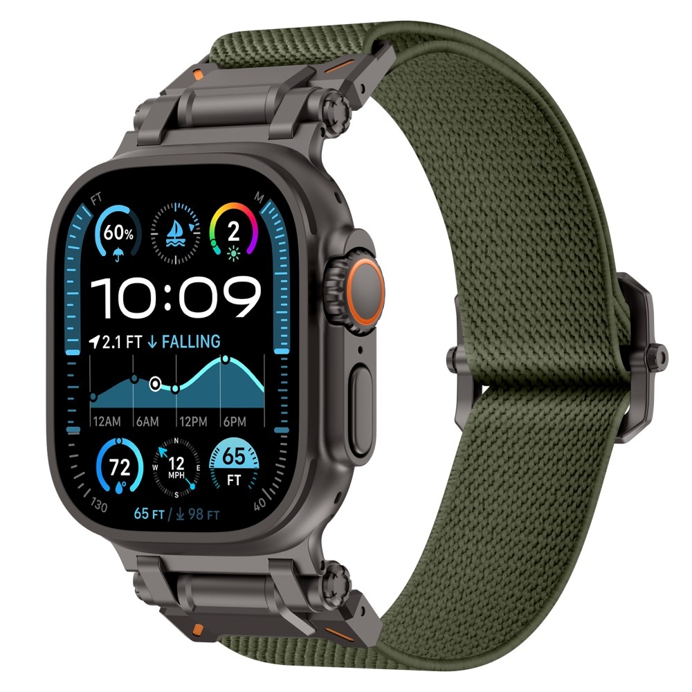 Fém nejlon szíj Apple Watch Ultra/Ultra 2 49mm/SE/SE 2022/2023 44mm/10 46mm/9/8/7 45mm/6/5/4 44mm/3/2/1 42 mm-es Apple Watch Ultra/Ultra 2 órához - zöld színű