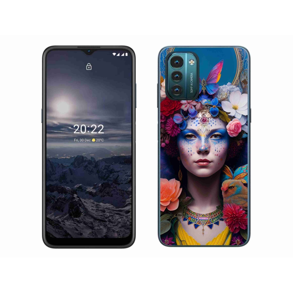 Zselés borítás mmCase a Nokia G11/G21 készülékhez - nő virágokkal