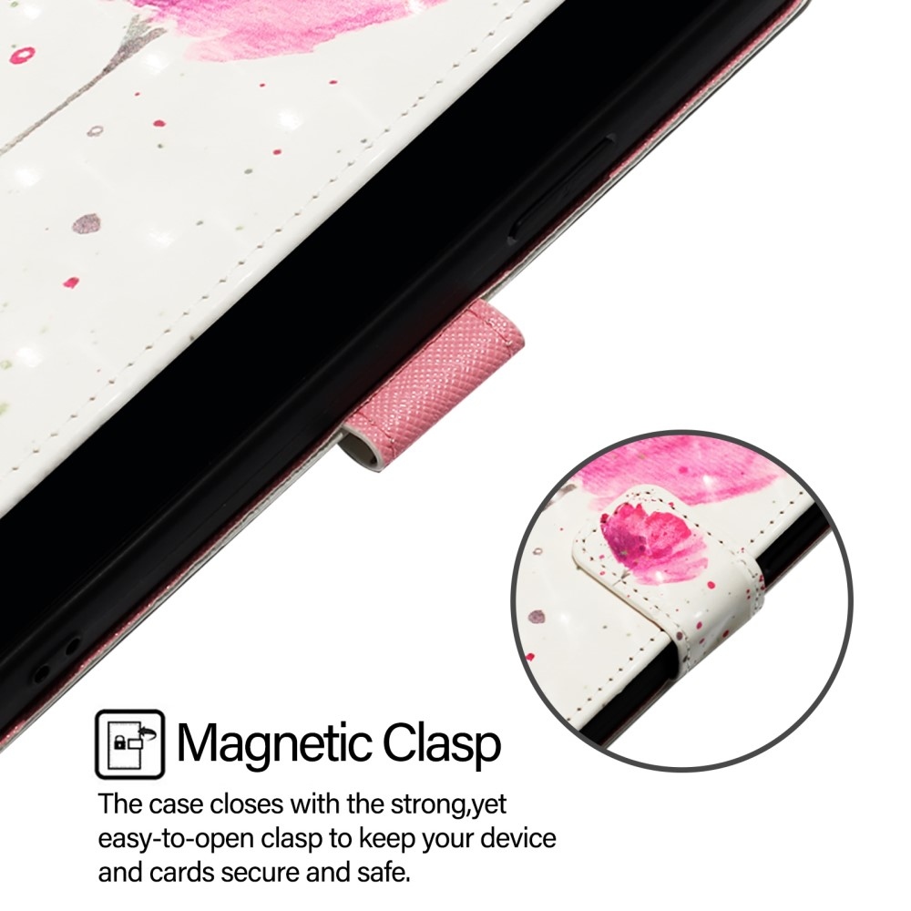Patte könyv tok Samsung Galaxy M55 5G-hez - rózsaszín virág
