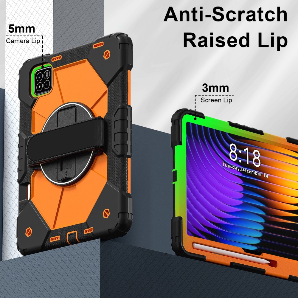 Strapabíró huzat kéztartóval és vállpánttal Xiaomi Pad 7/7 Pro-hoz - fekete/narancs