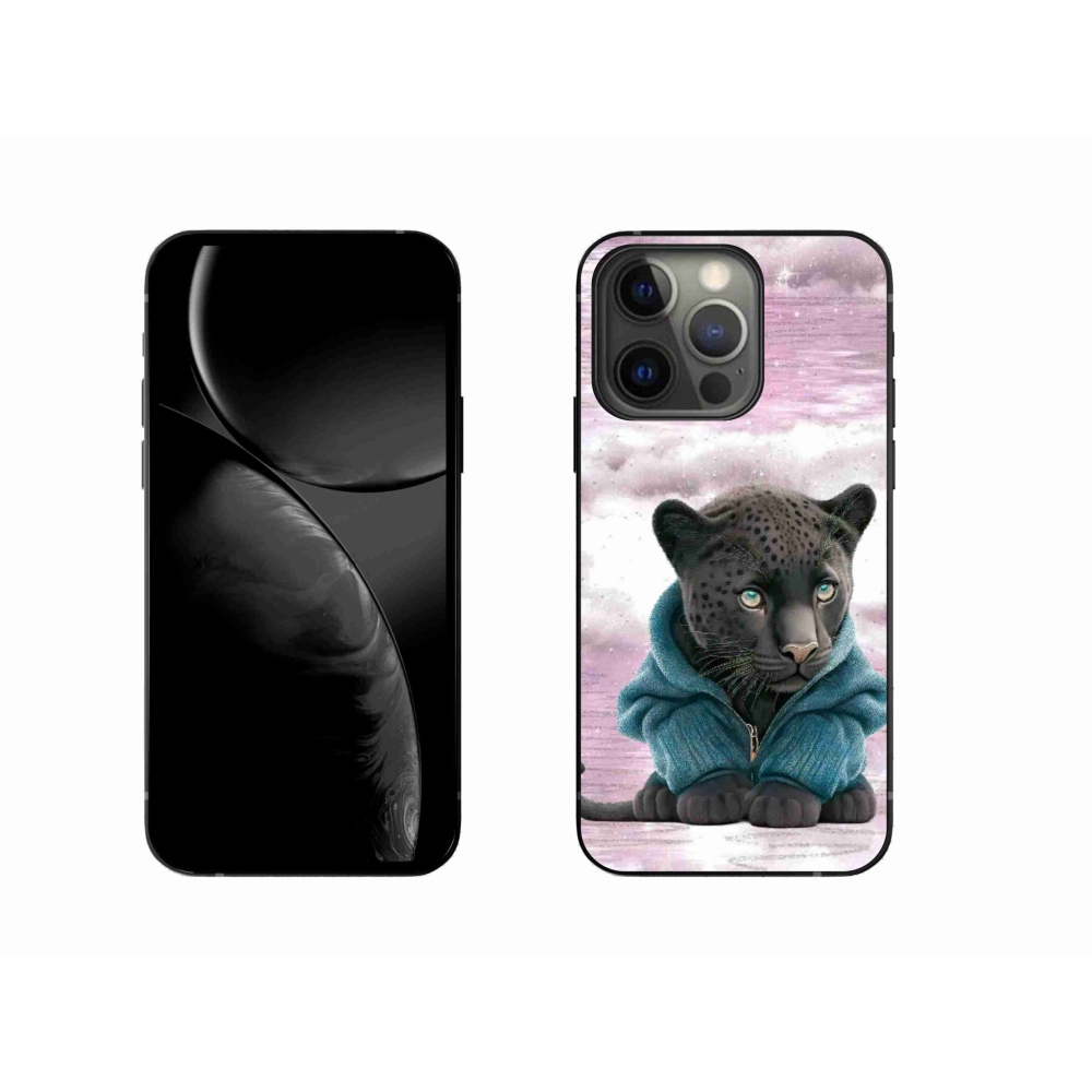 Zselés borítás mmCase iPhone 13 Pro készülékhez - fekete párduc pulóverben
