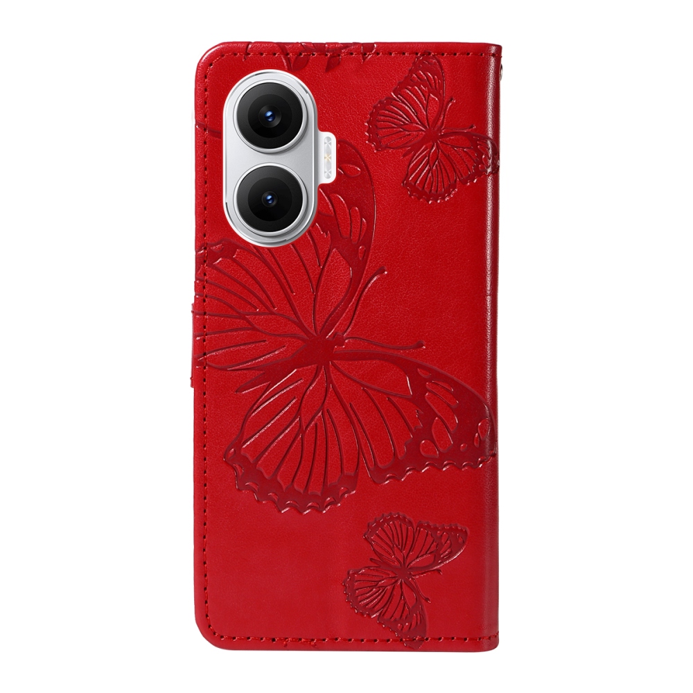 Nagy pillangó könyv tok a Xiaomi Poco F7 5G-hez - piros