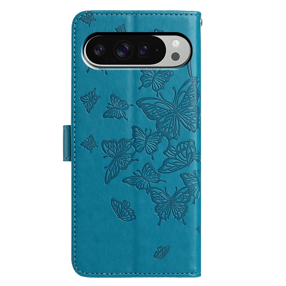 Virágos pillangó könyvtáska Google Pixel 10 Pro XL/Pixel 9 Pro XL - kék