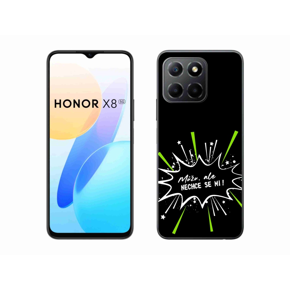 Zselés borító mmCase a Honor X8 5G/Honor 70 Lite 5G készülékhez - vicces szöveg 11 fekete háttérrel
