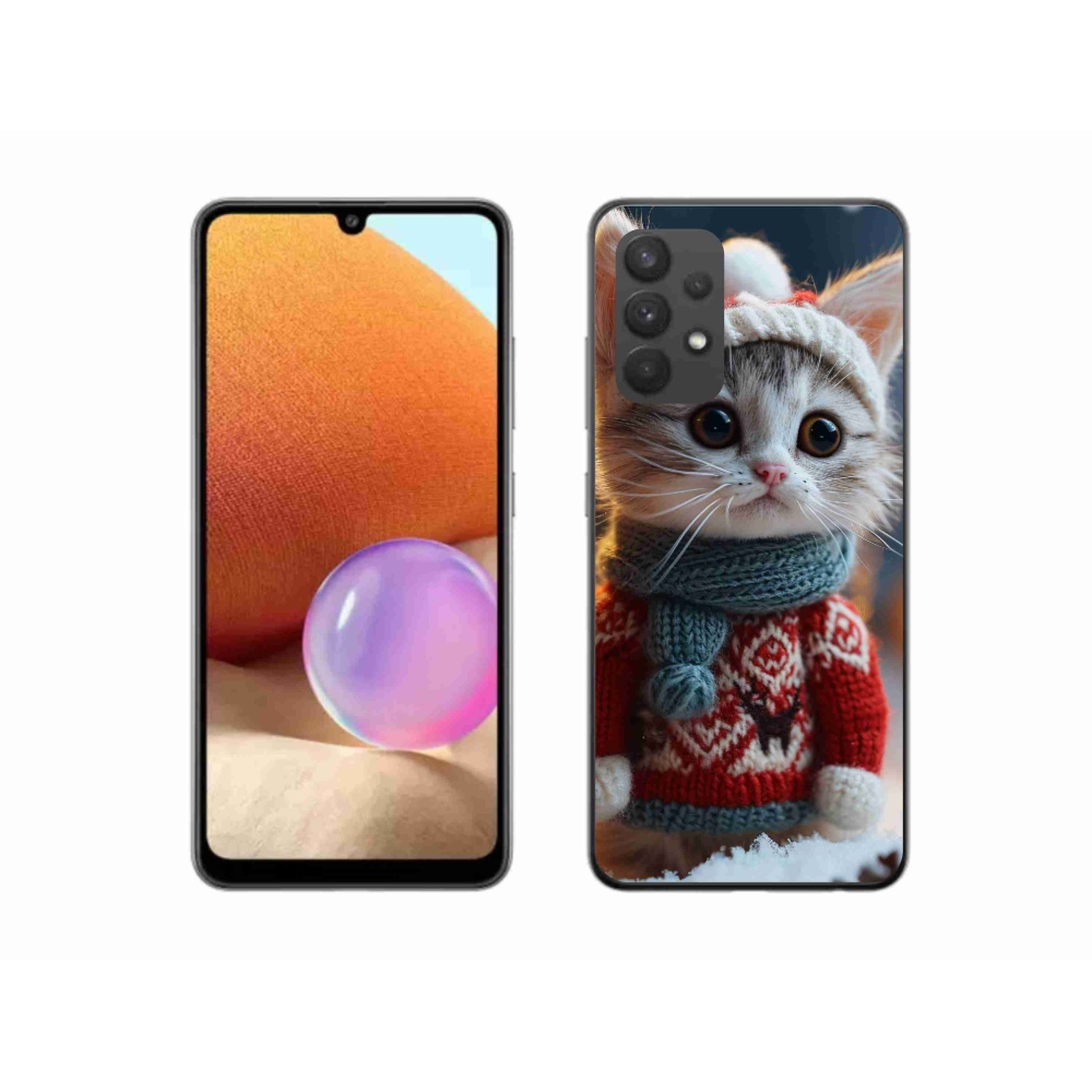 Zselés borítás mmCase Samsung Galaxy A32 4G - cica pulóverben
