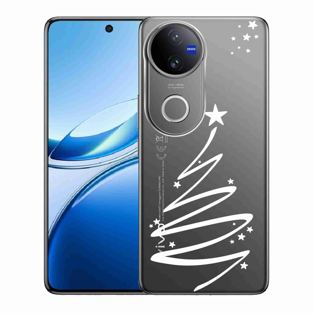 Gél borító mmCase a Vivo V50 5G készülékhez - fehér fa átlátszó háttéren