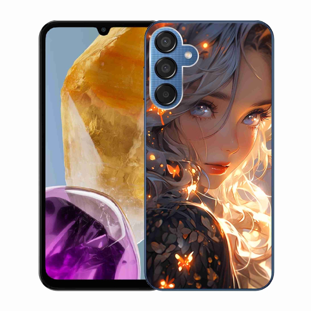 Gél borítás mmCase Samsung Galaxy M15 5G - lány és pillangók