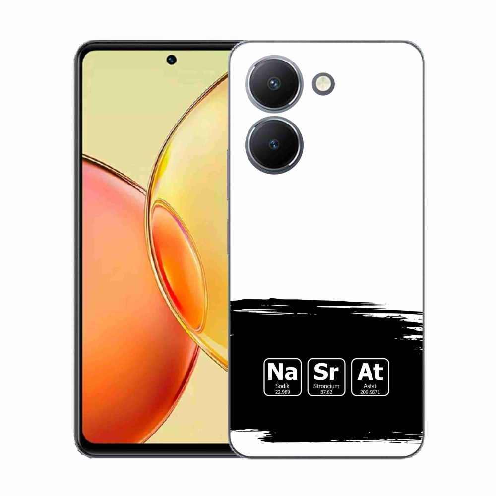 Gél borító mmCase a Vivo Y36-on - kémiai elemek fekete és fehér háttérrel