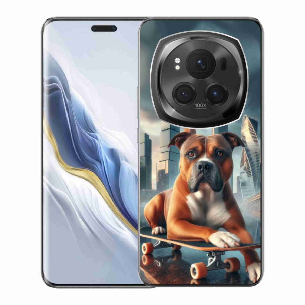 Zselés borítás mmCase a Honor Magic 6 Pro 5G számára - kutya gördeszkán