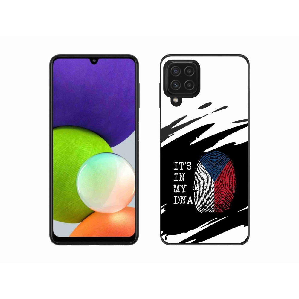 Gél borító mmCase Samsung Galaxy A22 4G - zászlós ujjlenyomat fekete és fehér háttérrel