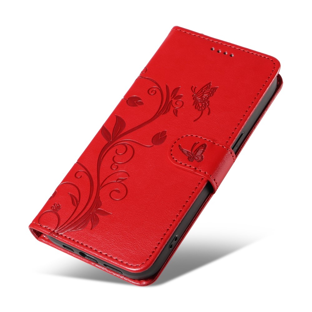 Virágos könyv tok Xiaomi Redmi Note 13-hoz - piros