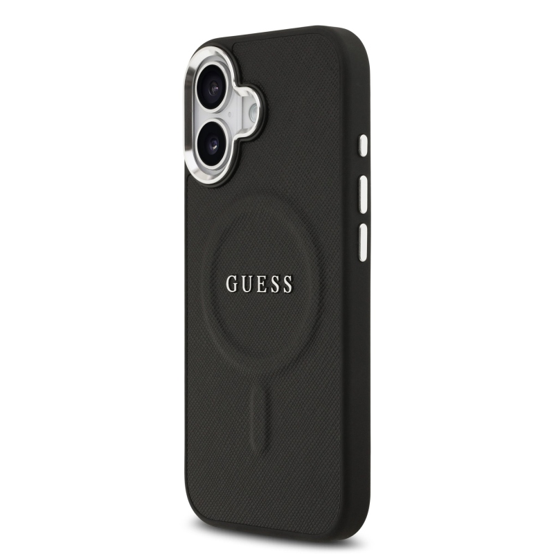 Guess PU Saffiano MagSafe MagSafe hátlap iPhone 17 Fekete