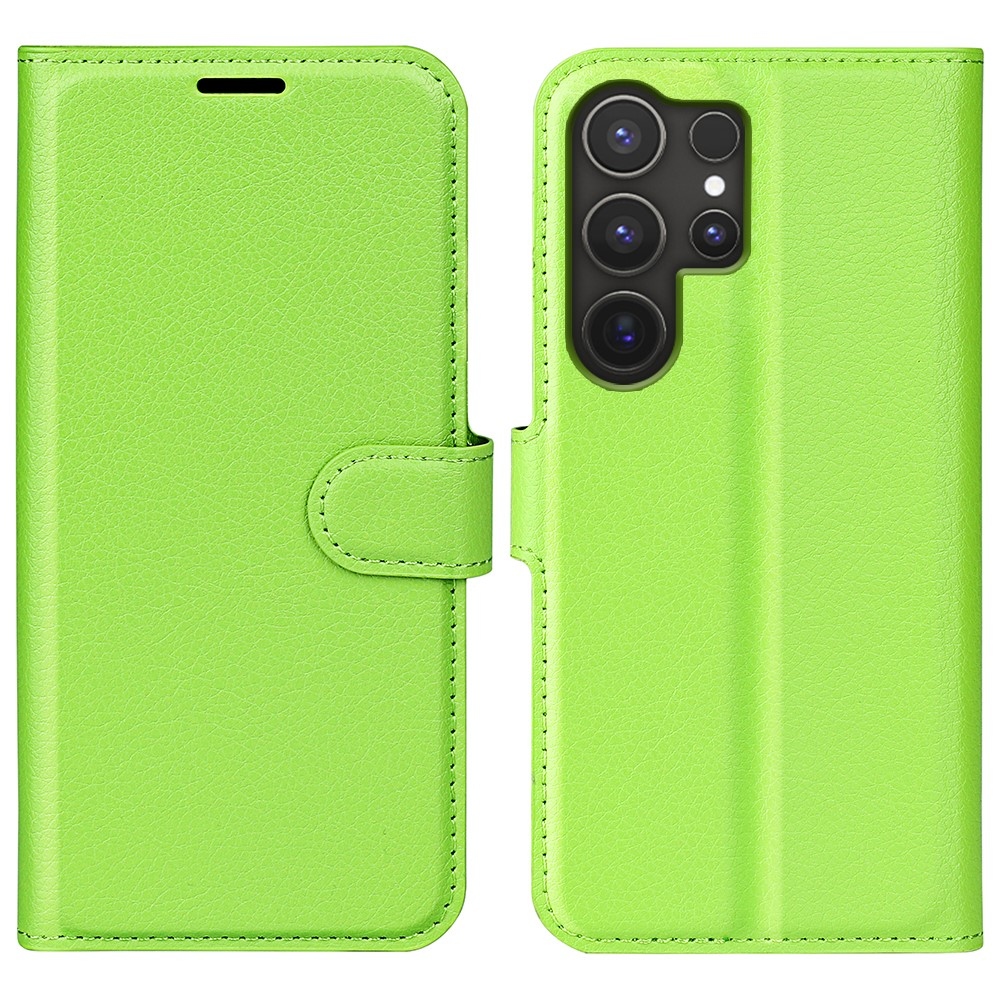 Litchi könyv tok Samsung Galaxy S25 Ultra készülékhez - zöld