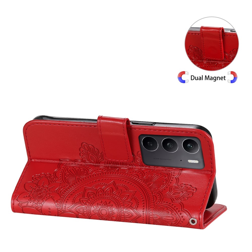 Mandala könyvtáska a Realme C75 készülékhez - piros